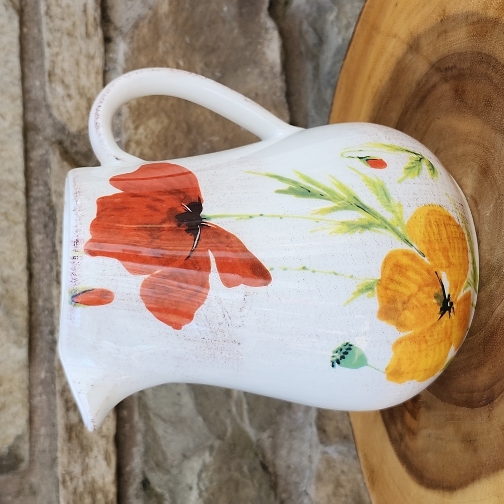 GTB HOME ITALIAN 72 OUNCE FLORAL POPPY PITCHER - Picture 11 of 11